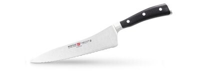 Wüsthof Classic Ikon 8&quot; Offset Deli Knife / Black Polymer / Satin German Stailess Steel