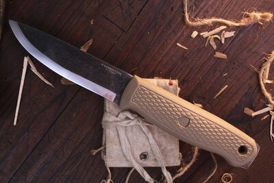 Condor Tool & Knife Terrasaur 4.15" Fixed Blade / Desert Tan Polymer / Black 1095