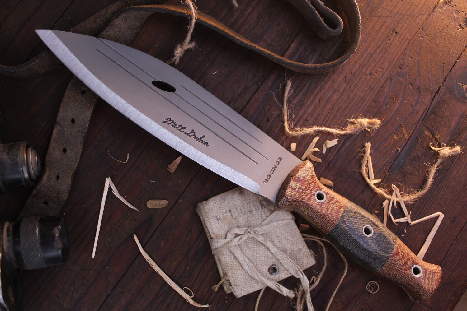 Condor Tool &amp; Knife Primitive Bush Knife 8&quot; Fixed Blade / Natural &amp; Black Micarta / Satin 1075