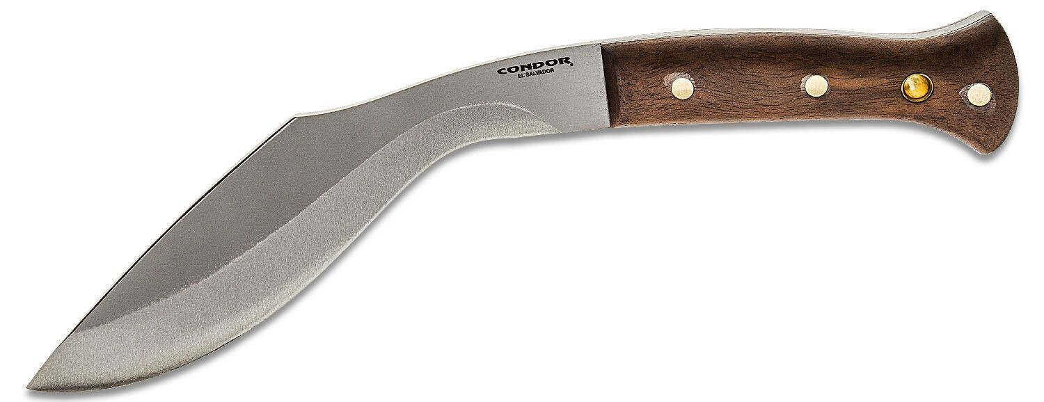 Condor Tool &amp; Knife Heavy Duty Kukri 9.5&quot; Fixed Blade Knife, 1075 High Carbon / Walnut Handle / Leather Sheath