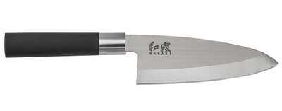 KAI Wasabi 6&quot; Deba Knife / Black Polymer / Satin Stainless Steel