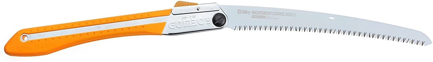 Silky GomBoy 11.8" Folding Saw / Orange Nonslip Rubberized Grip / Curved Blade