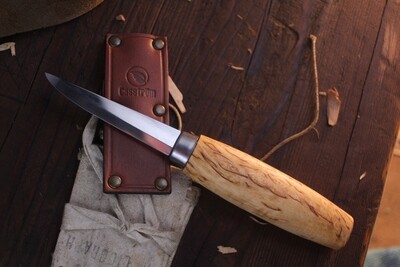 Casstrom Classic No. 8 3.2" Carving Knife / Curly Birch / High Carbon