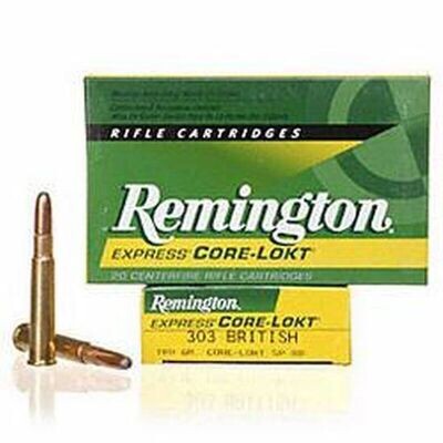 Remington 303 British / 180 GR Core-Lokt SP / 20 Cartridges.