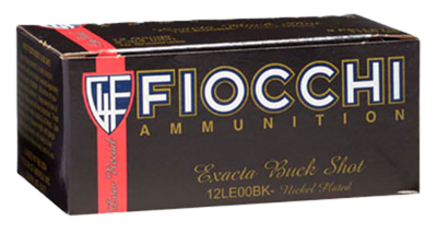 Fiocchi Nickelplated Buck Shot / 12 Gauge / 2 3/4" / 9 Pellets / Low Recoil