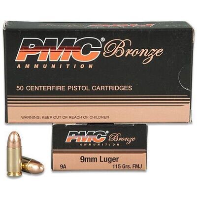 PMC Bronze 9mm Luger / 115 gr FMJ / 50 Cartridges