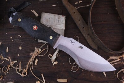 William Collins Alaska Survival Knife (AKSK) 6" Knife / Black Micarta & Red Alaskan Mosaic Pin / Satin Nitro V