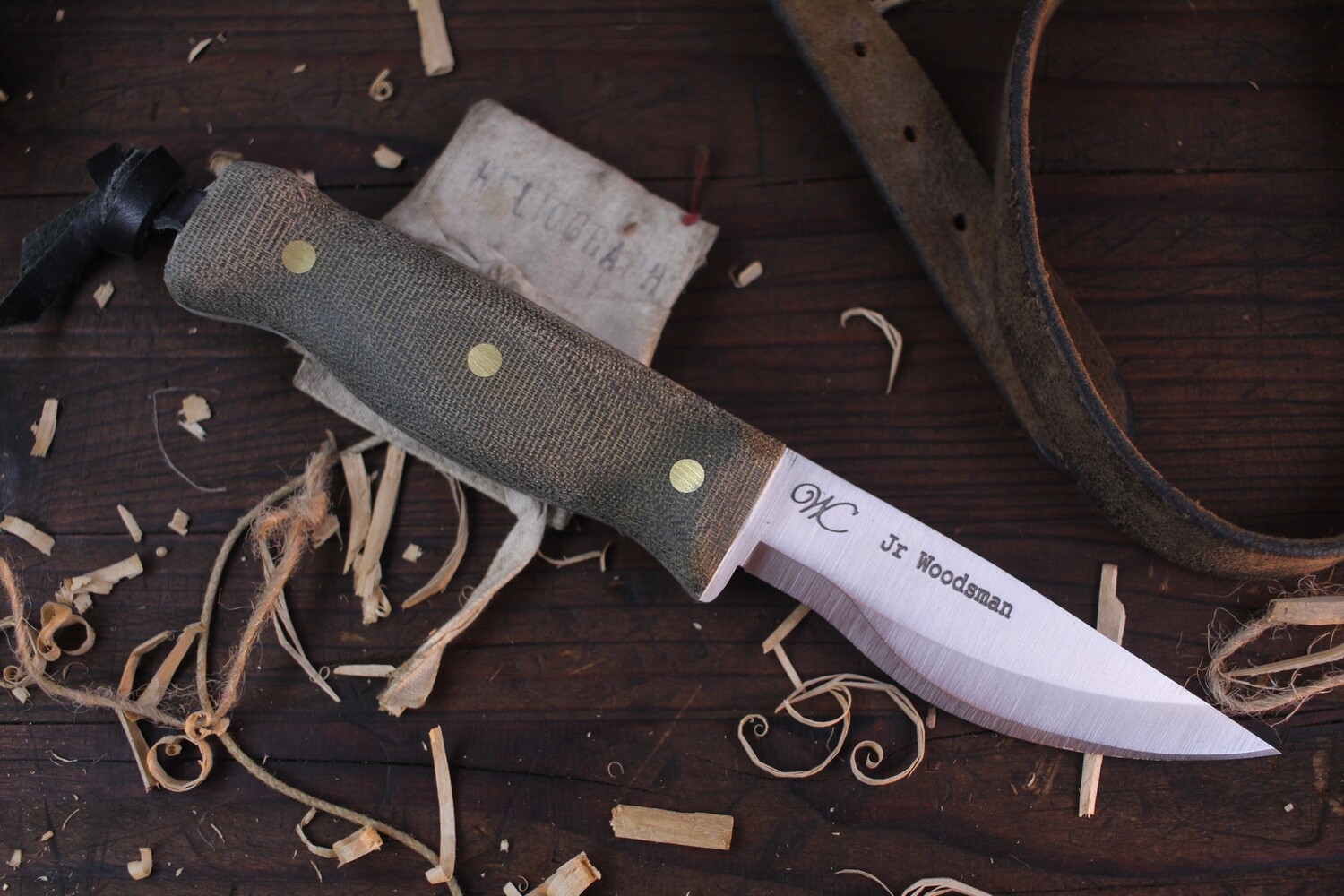 William Collins Jr. Woodsman 4.25&quot; Fixed Blade / Green Micarta / Satin Nitro V