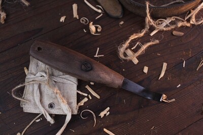Condor Tool & Knife Curved Knife 2.75" Spoon Knife / Walnut / Black Satin 1075
