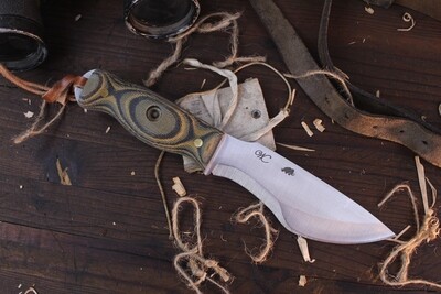 William Collins Alaska Survival Knife (AKSK) 6" Knife / Camo Micart & Bow Drill Divot / Satin Nitro V