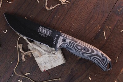 ESEE Knives ESEE 5 PB 5.25" Fixed Blade Knife / Black/Grey G-10 / Black 1095