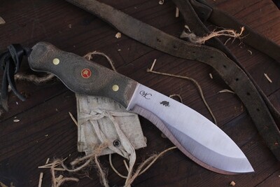 William Collins Alaskan Bush Tool Knife (AKBT) 6" Knife / Green Micarta & Red Alaskan Mosaic Pin / Satin Nitro-V