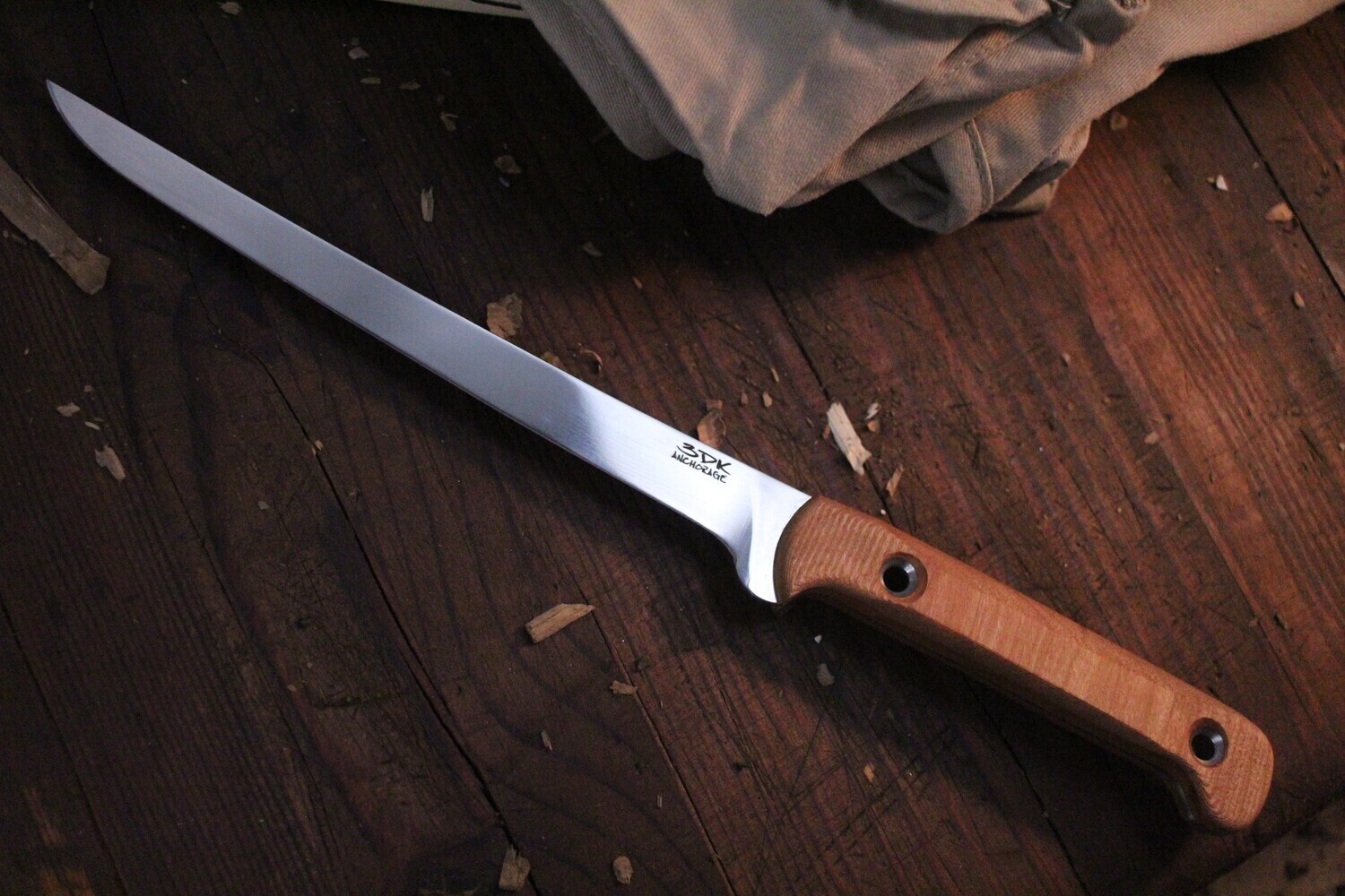 3DK Fisher 8&quot; Fillet Knife,  Cherry Wood