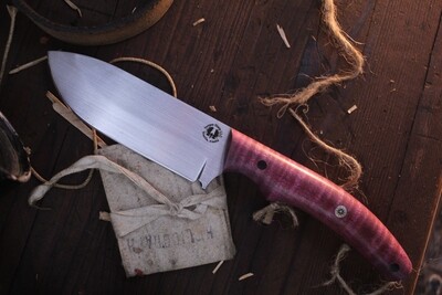 Semper Sharp The Scout  4" Survival Knife / Pink Quilted Maple  / Satin  Nitro V
