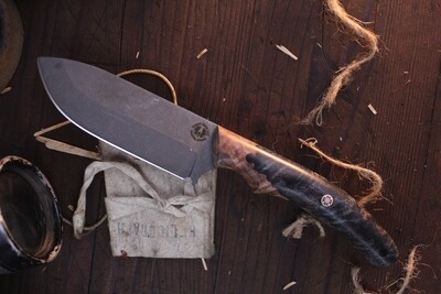Semper Sharp The Scout  4" Survival Knife / Gray Vortex Spalted Maple / Stonewash Nitro V
