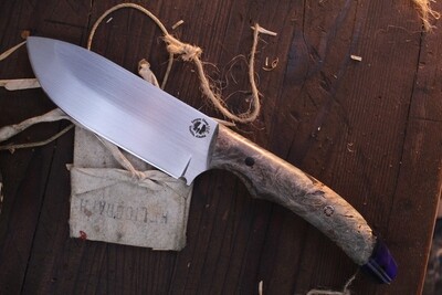 Semper Sharp The Scout  4" Survival Knife / Maple Burl & Northern Lights Epoxy / Stonewash Nitro V
