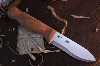 William Collins Alaskan Scout 4.5" Survival Knife / Natural Micarta & Orange Pins / Satin Nitro V