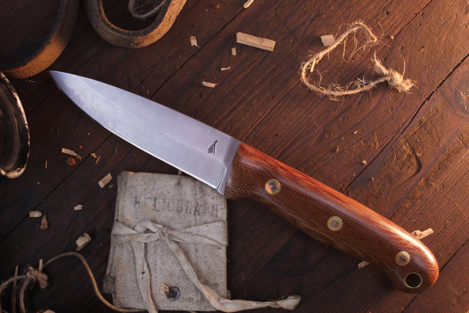 Blind Horse Knives GNS Self-Reliance Illustrated Edition 4.5" Fixed Blade Knife, Natural Micarta / O1 Steel