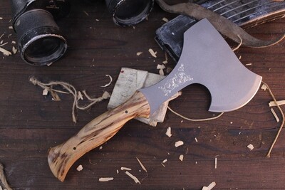 Lance Knives Hunters 1Lb Hatchet / Stabalized Honey Locust / Stonewashed & Engraved AEB-L