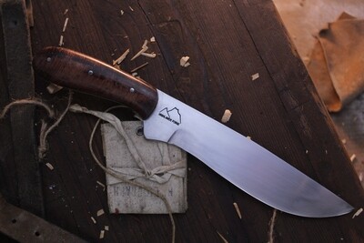 Highlands Forge 7" Fixed Blade Hunter / Jatoba Wood /  Satin Forged 1095