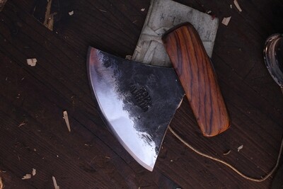 Jeff Owens Traditional Ulu 5.5” Fixed Blade / Zebra Wood / Alaskan Forged 5160