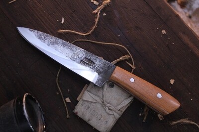 Jeff Owens 6.5” Drop Point Bush Knife / Canary Wood / Alaskan Forged 5160
