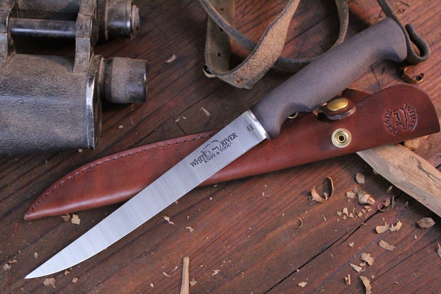 White River Knives 8.5" Traditional Fillet Knife, Black Canvas Micarta