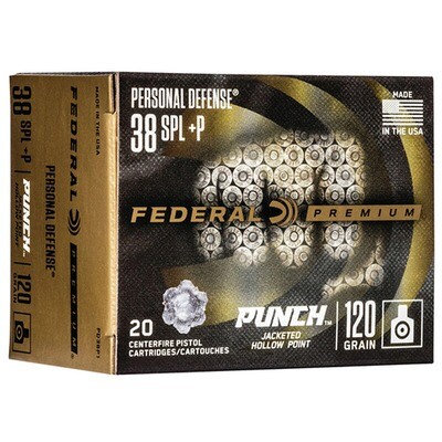 Federal PUNCH 38 SPL +P / 120 gr. Jacketed Hollow Point / 20 Cartridges