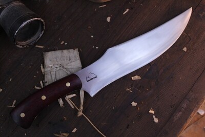 Highlands Forge Harpoon Hunter 9.5" Fixed Blade / Purple Heartwood /  Satin Forged 5160