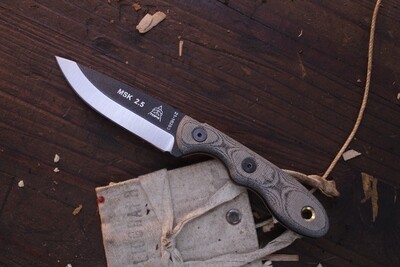 TOPS Knives Mini Scandi 3" Fixed Blade / Black Linen Micarta / Black 1095