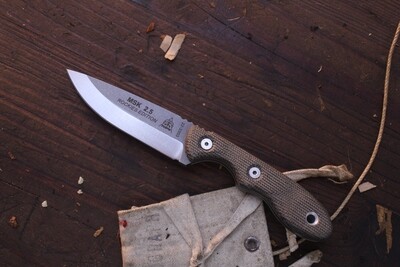 TOPS Knives Mini Scandi 3" Fixed Blade / Green Micarta / Stonewash 1095