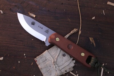 TOPS Knives CUB Compact 3.75" Knife Fixed Blade / Brown Micarta / Plain 1095 