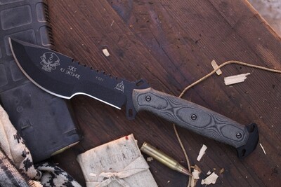 TOPS Knives Skullcrusher's X-treme Sidekick 5.25" Fixed Blade / Black Micarta / Black 1095 ( Pre Owned )