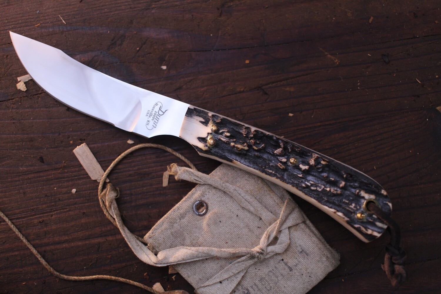 Dunn Knives Improved Skinner 3.24" Fixed Blade / Sambar Stag / Satin S30V