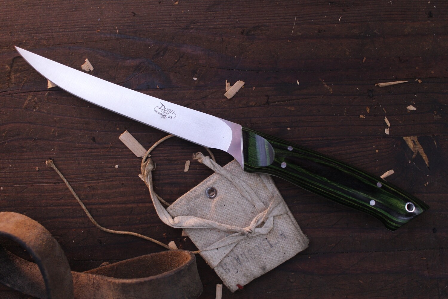 Dunn Knives 6.5" Fillet / Green Dymondwood / Satin S30V