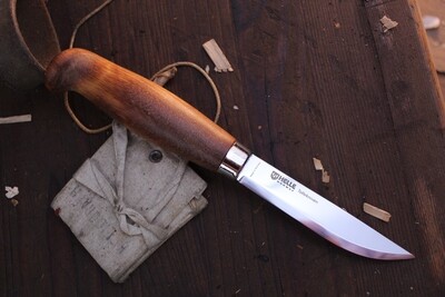 Helle Tollekniv 4&quot; Fixed Blade / Curly Birch / Polished 12C27