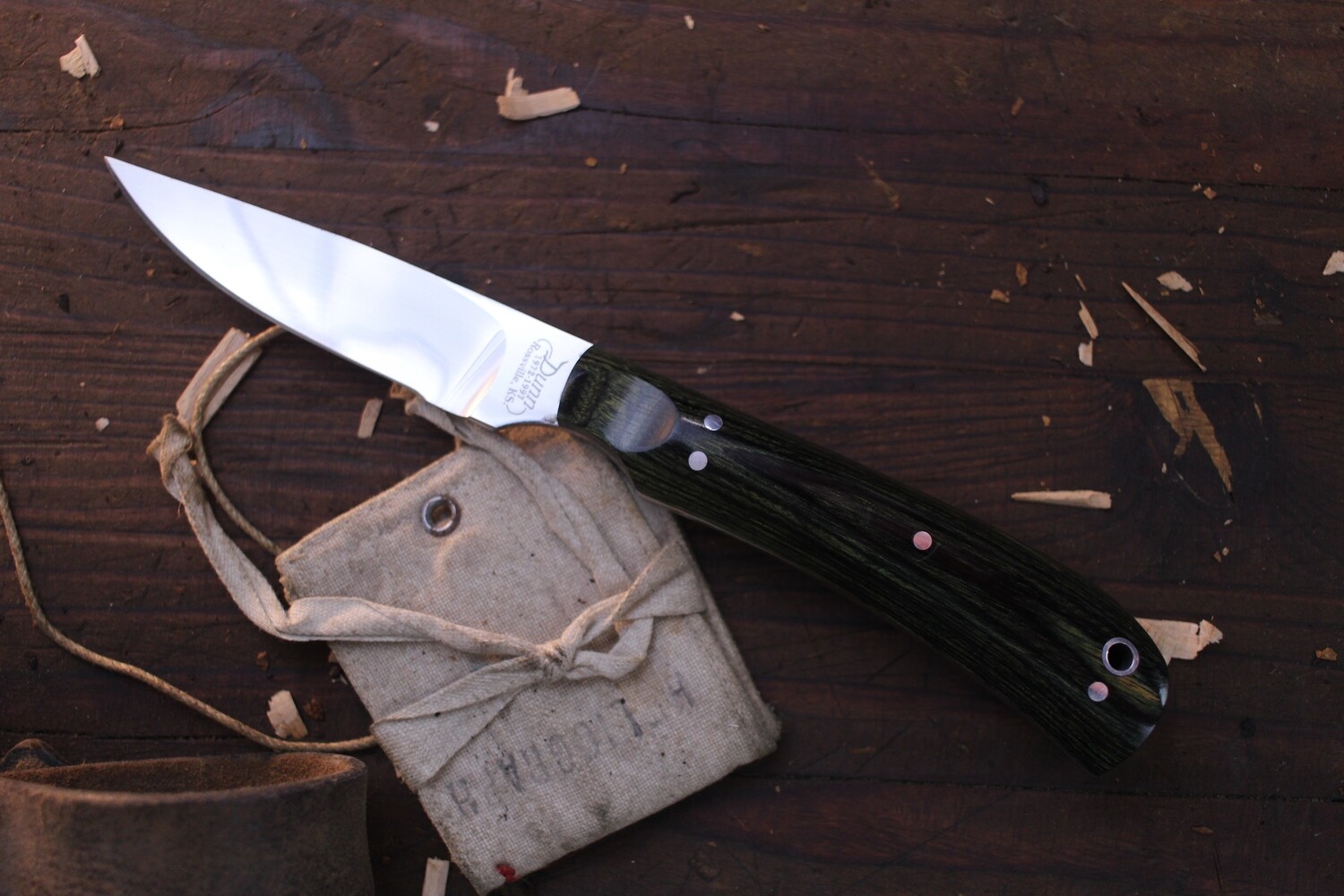 Dunn Knives Predator 3.125" Fixed Blade / Green Dymondwood / Satin S30V