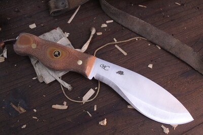 William Collins Alaskan Bush Tool Knife (AKBT) 6" Knife / Natural Micarta & Black Alaskan Mosaic Pin / Satin AEB-L