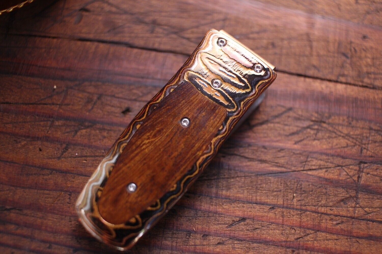 William Henry Studio M4 Taos Money Clip / Wave Mokume Frame / Desert Ironwood