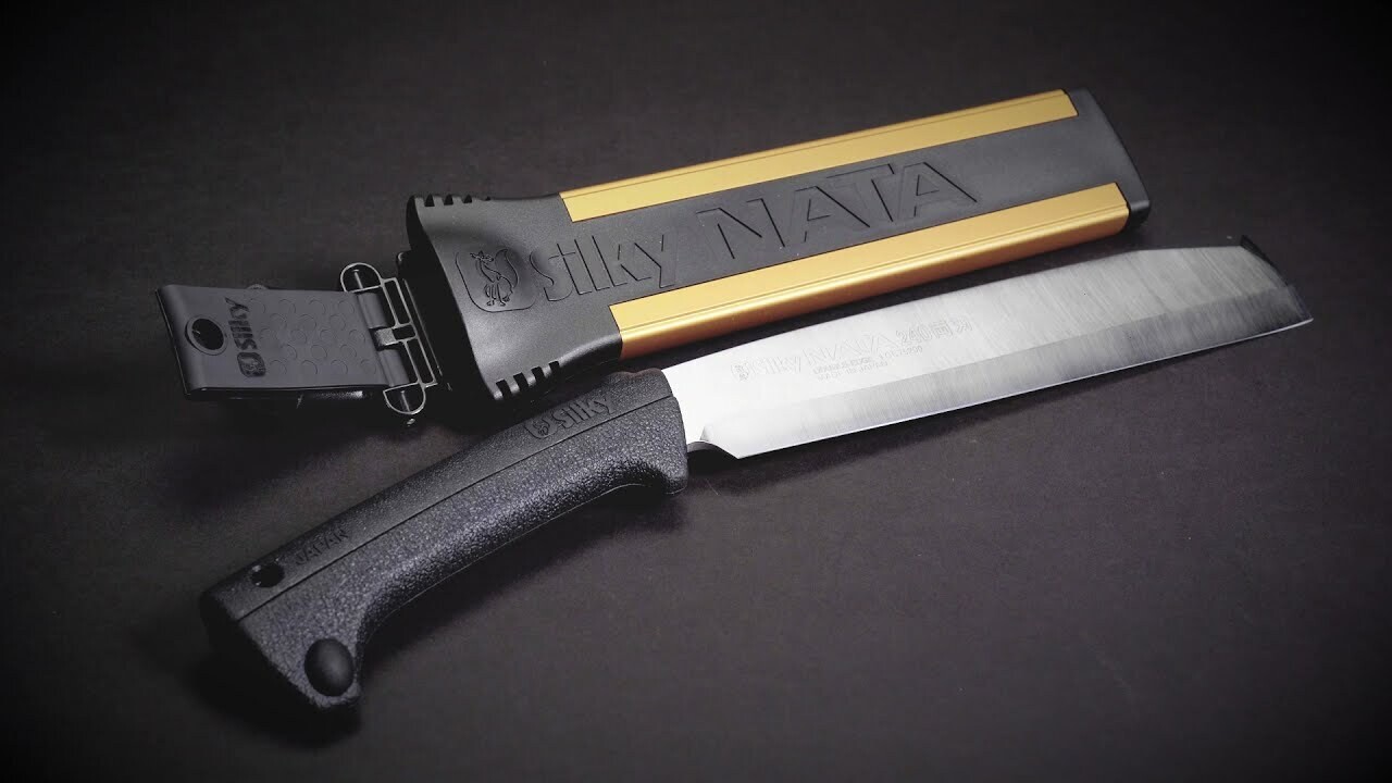 Silky Nata 9.5" / 240mm Double Edged Machete / Hatchet / Black Rubber / Satin High Carbon