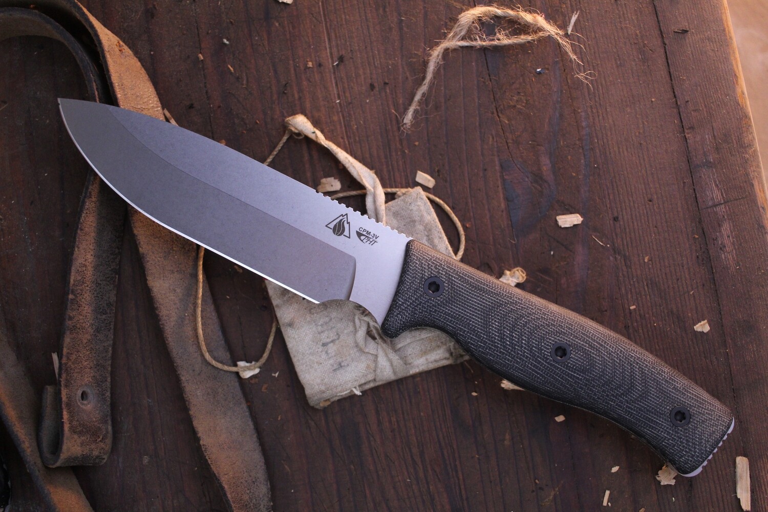 Survive! Knives GSO-5.1 5.1&quot; Fixed Blade / Black Micarta / Stonewashed CPM-3V