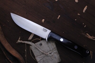 Bark River Knives Bravo 1.25 LT 5” Fixed Blade / Black Canvas Micarta / Satin CPM-3V 