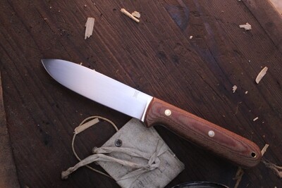 Isley Blades Custom Bush Knife 4.5" Fixed Blade / Natural Canvas Micarta / Satin and Wiped AEB-L