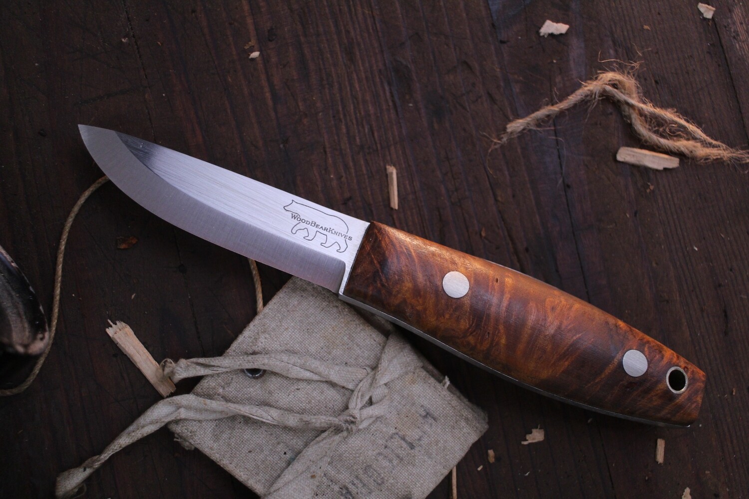 Wood Bear Knives BCNW 3.5” Fixed Blade Puukko / Walnut / Satin O1