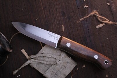 Wood Bear Knives Rogue Bear 4.25” Scandi / Desert Ironwood / Satin O1