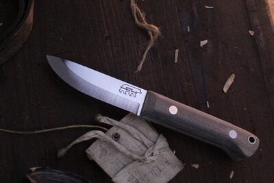 Wood Bear Knives Nordic Bear MK1 4” Drop Point / Black Micarta  / Satin O1