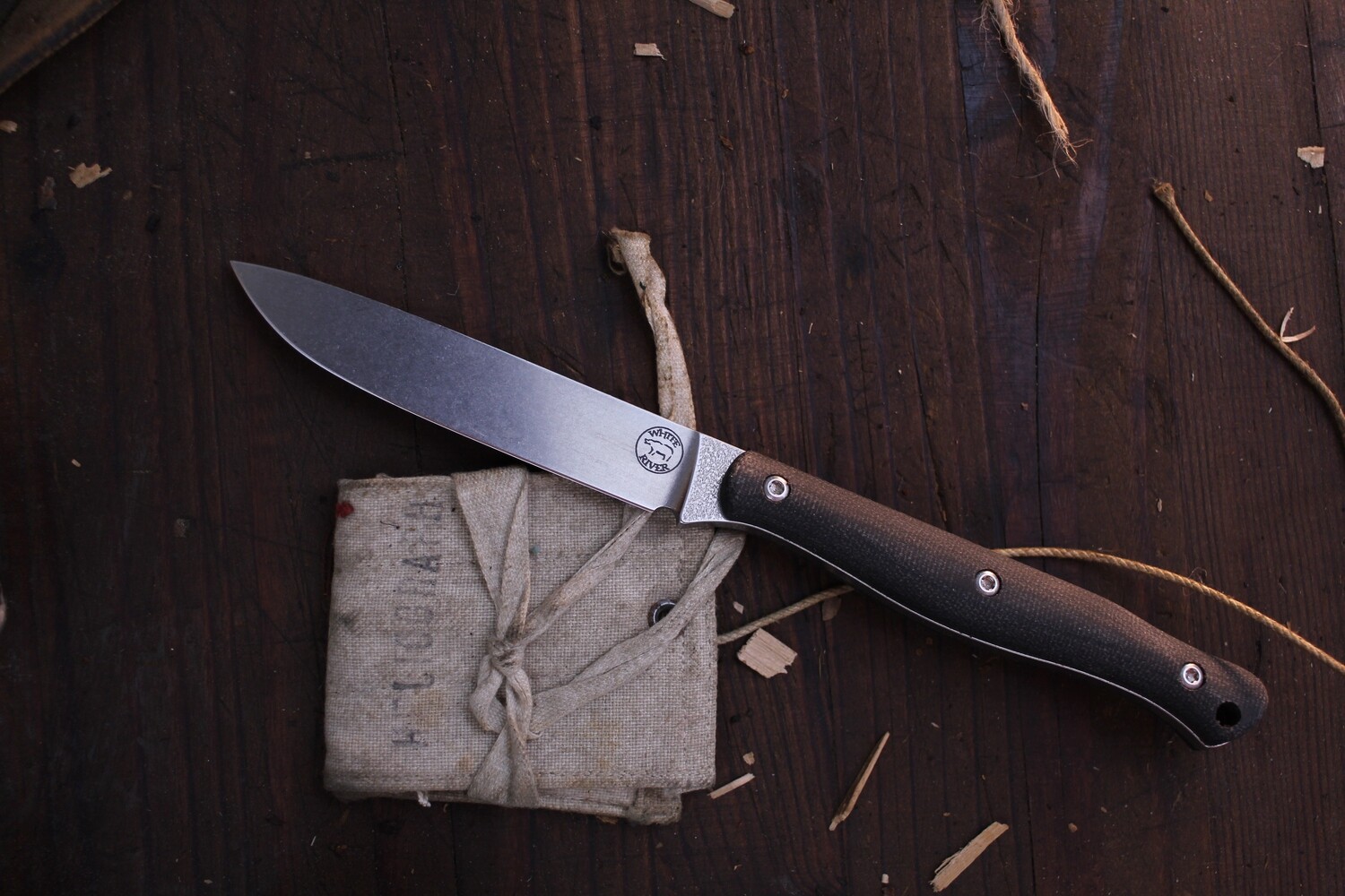 White River Knives Exodus 4" Fixed Blade /  Black Micarta / Stonewashed S35VN