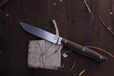 White River Knives Exodus 4&quot; Fixed Blade /  Black Micarta / Stonewashed S35VN