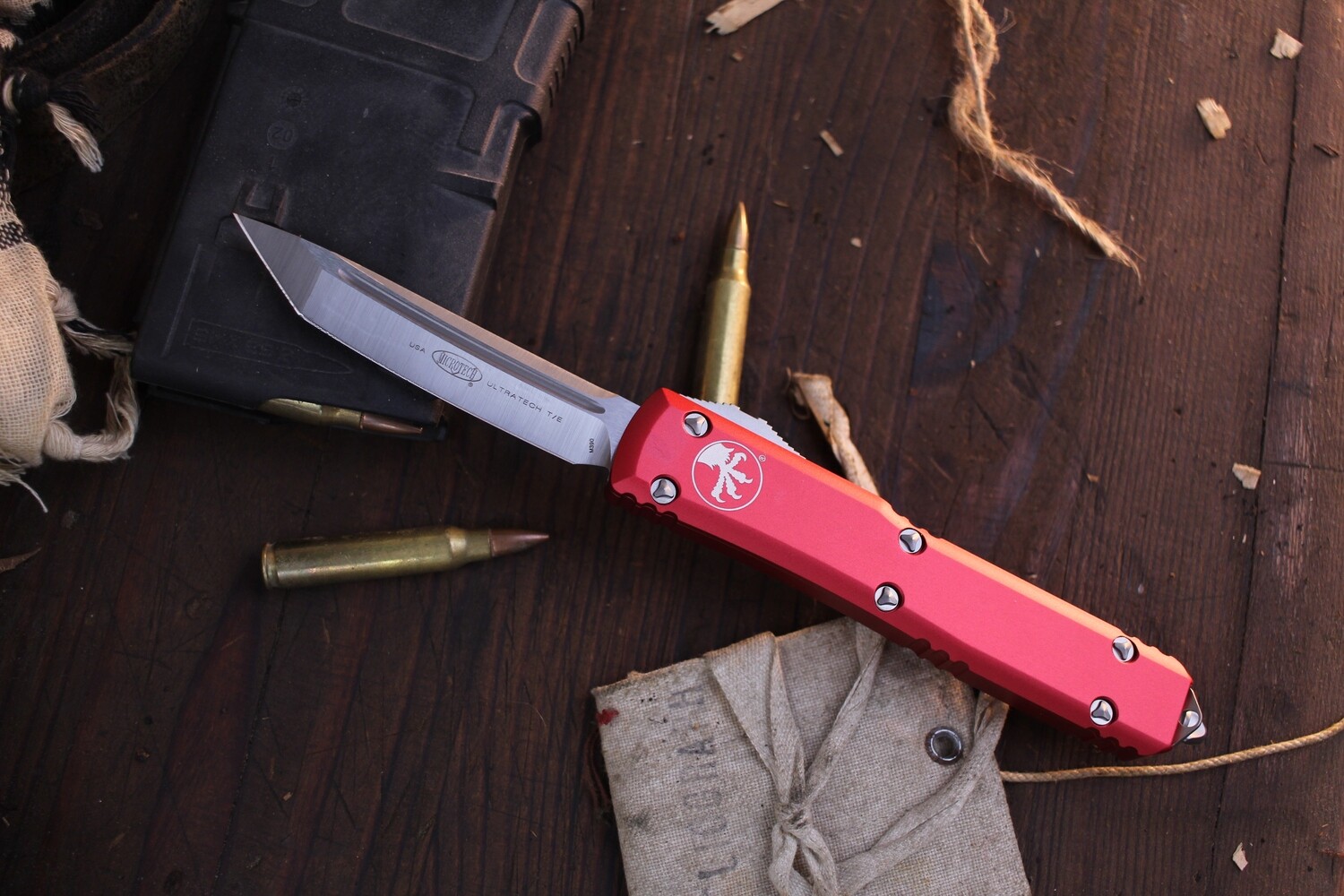 Microtech Ultratech T/E 3.4&quot; OTF Auto / Red Aluminum / Satin