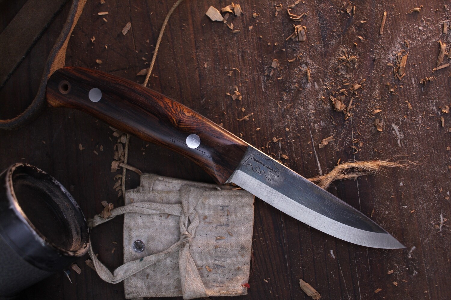 Wood Bear Knives Norlander 4.5” Scandi / Cocobolo / Blued O1